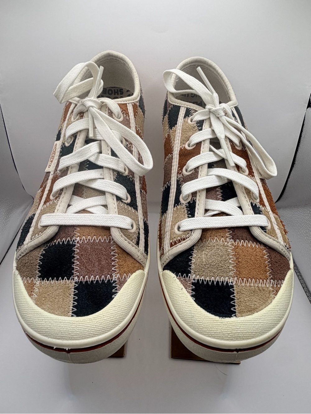 KEEN Patchwork Canvas Lace-Up Sneakers in Brown